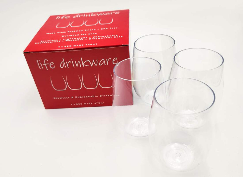 Life Drinkware Box of 4 Red Wine Glasses 470mL (GST inc)