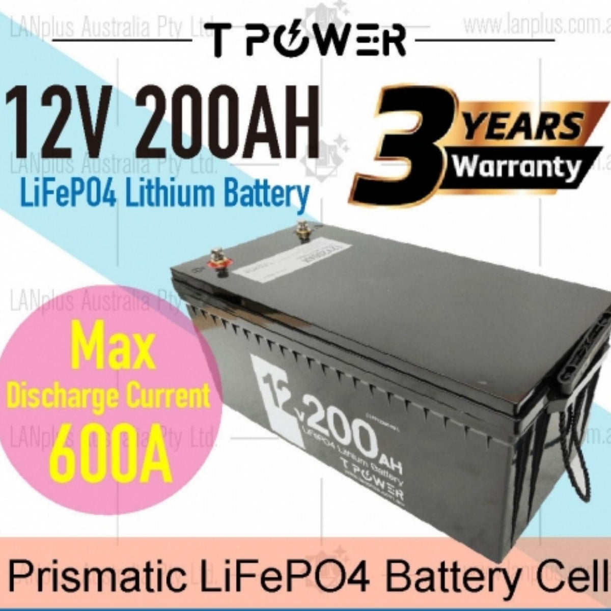 Lanplus 12V 200Ah Lithium LiFePO4 Battery for Camper Solar 4WD Caravan ...
