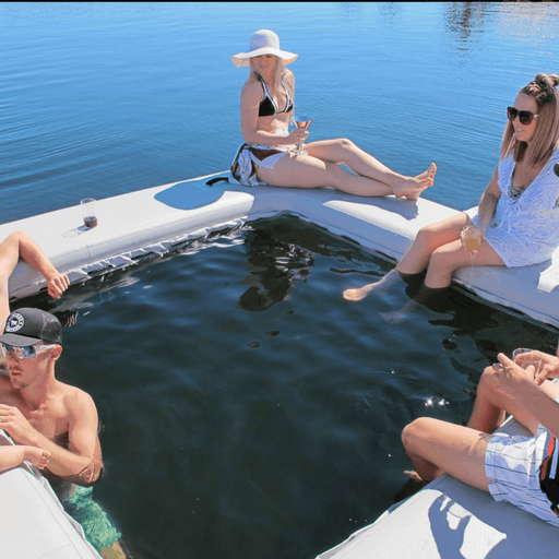 Inflatable Pontoons Pool Deck with 4 Drink Holders - The Boating Emporium
